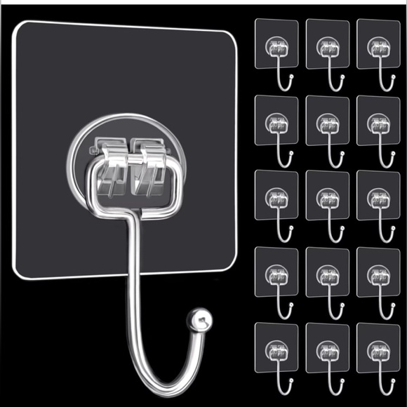 Large Adhesive Hooks, 15-Pack Hold 44lb(Max) Heavy Duty Sticky Hooks - Picture 1 of 7